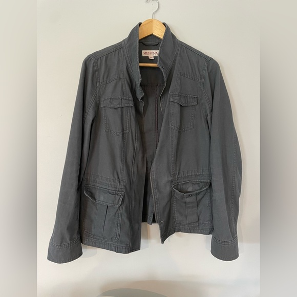 2/$20 Vintage Merona Grey Military Coat. Unisex. Size Medium.Light weight casual - Picture 5 of 6